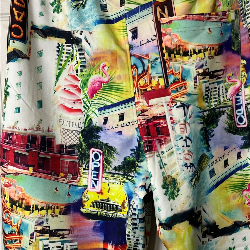 Colorful Cityscape Men's Swim Board Shorts – Multi-Color - Picture 3 of 5